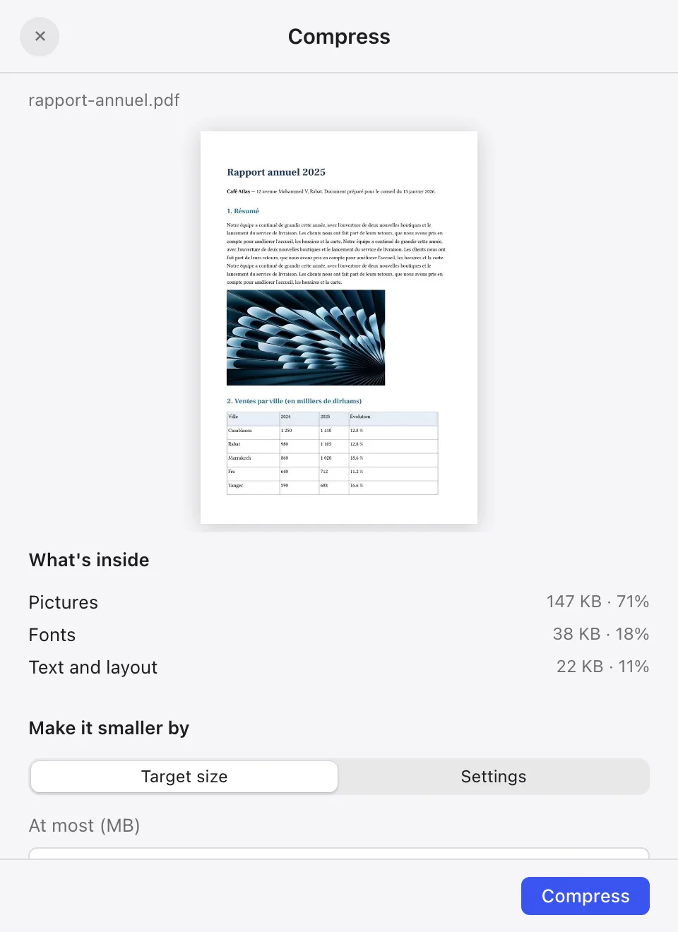 Compress PDFs