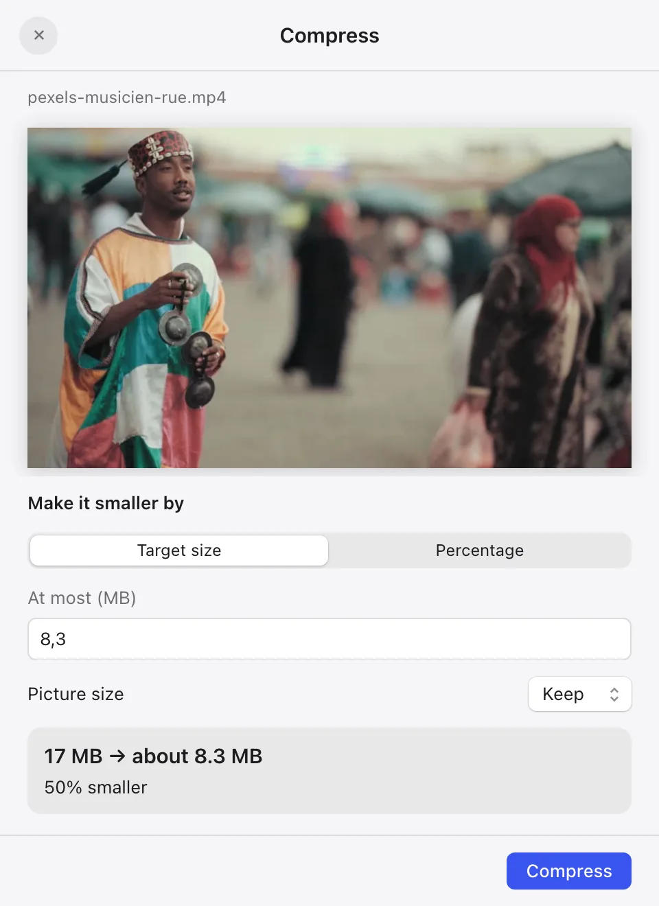 Compress videos