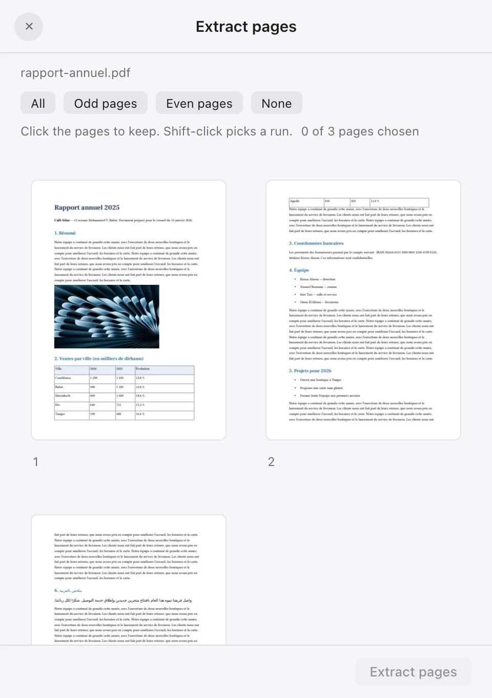 Extract pages