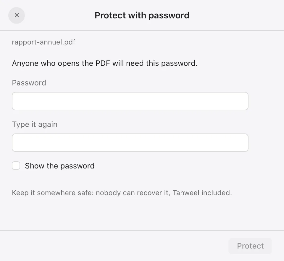 Protect with password