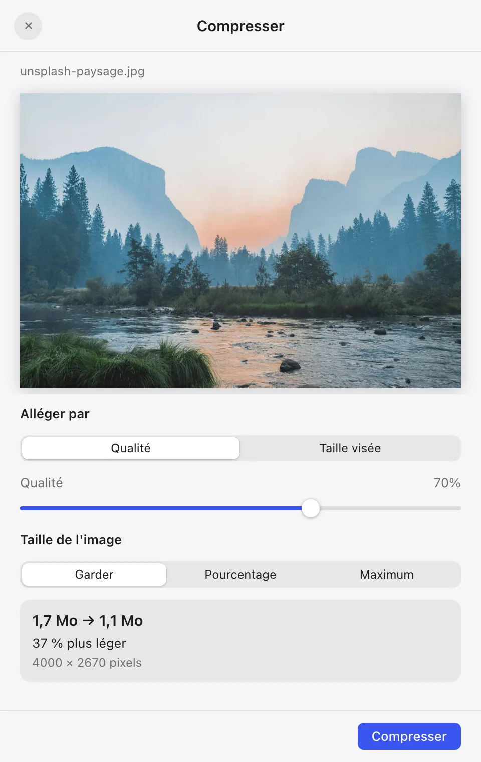 Compresser des photos