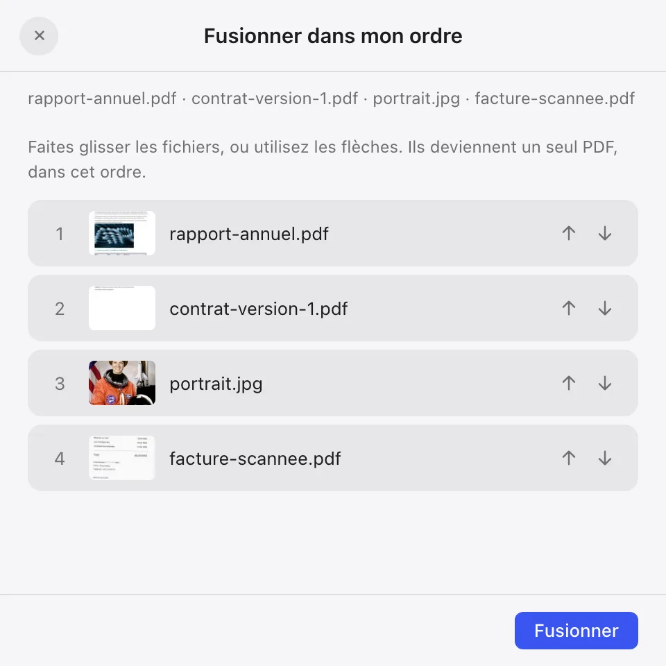 Fusionner des PDF