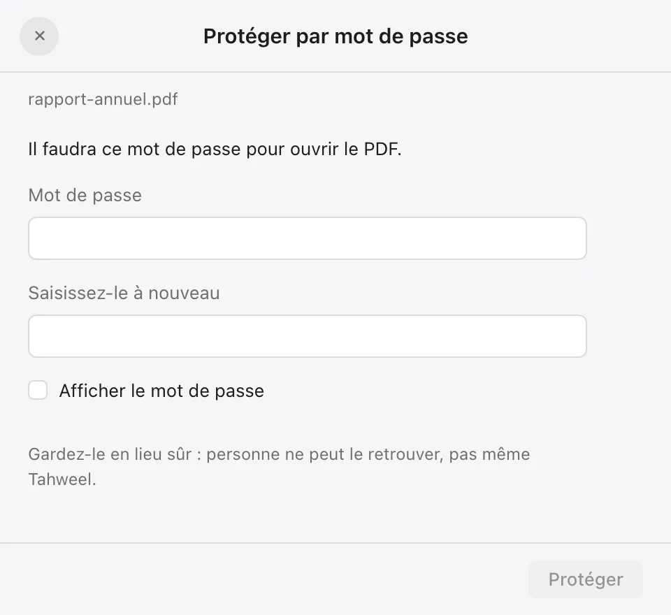 Protéger par mot de passe